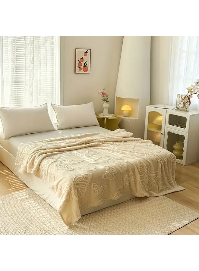 Coffee Color 3D Butterfly Fleece Throw Blanket 59x79 Inch All Season Bed Sofa Blanket - Image 2